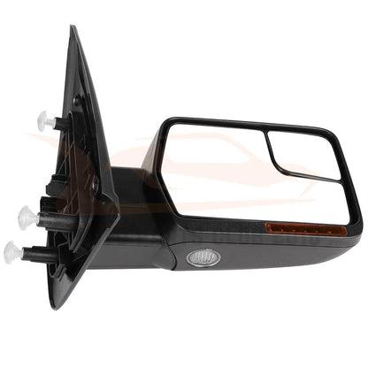 2X Power Heated Turn Signal Puddle Light Mirrors for Ford F150 (2004–2014)