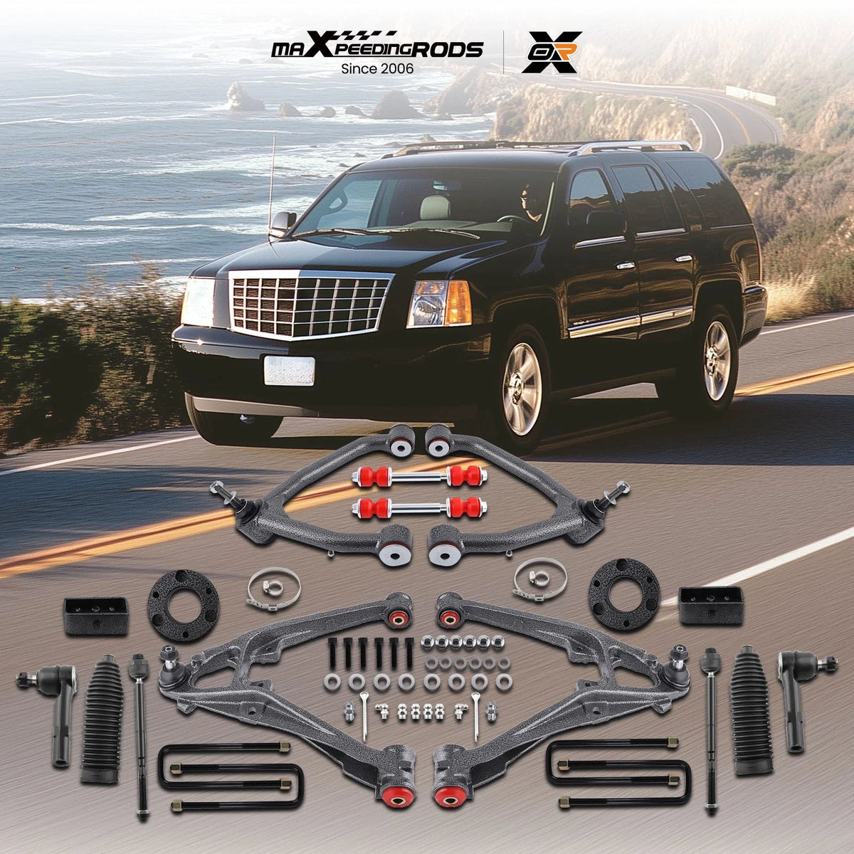Set of 13 Front Control Arms with Leveling Lift Kit for Chevy Silverado Sierra 1500 (2007–2013)