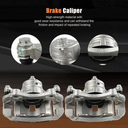 Front Pair of Brake Calipers w/ Bracket for 2012-2015 Nissan March