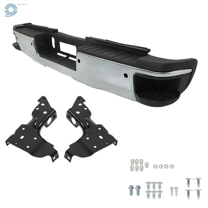 Park Assist Chrome Rear Bumper for 2015-2019 Silverado Sierra 2500 3500