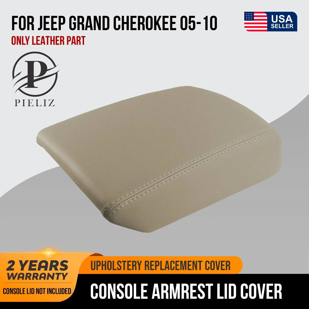 Leather Console Lid Pull Over Cover for Jeep Grand Cherokee (2005–2010) Beige
