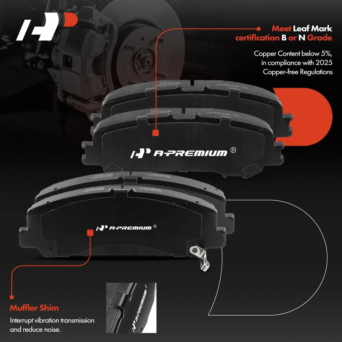 8 Count Ceramic Brake Pad Set for Nissan Titan 2017-2021