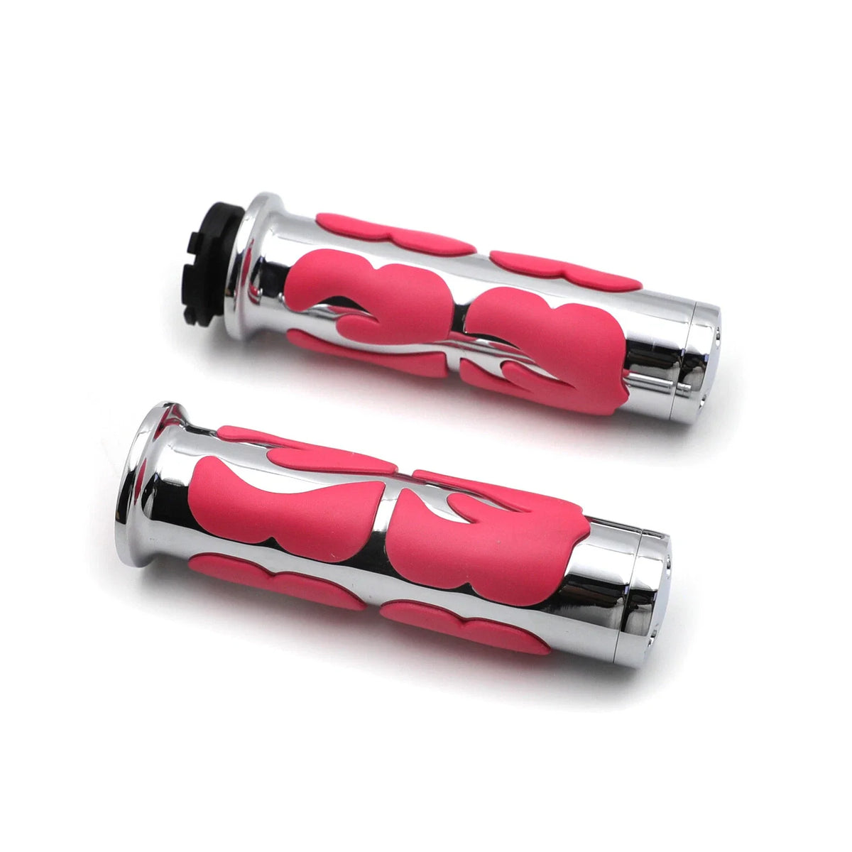 Pink Chrome Flame Hand Grips for Yamaha V Star 1100 (2000-2009)