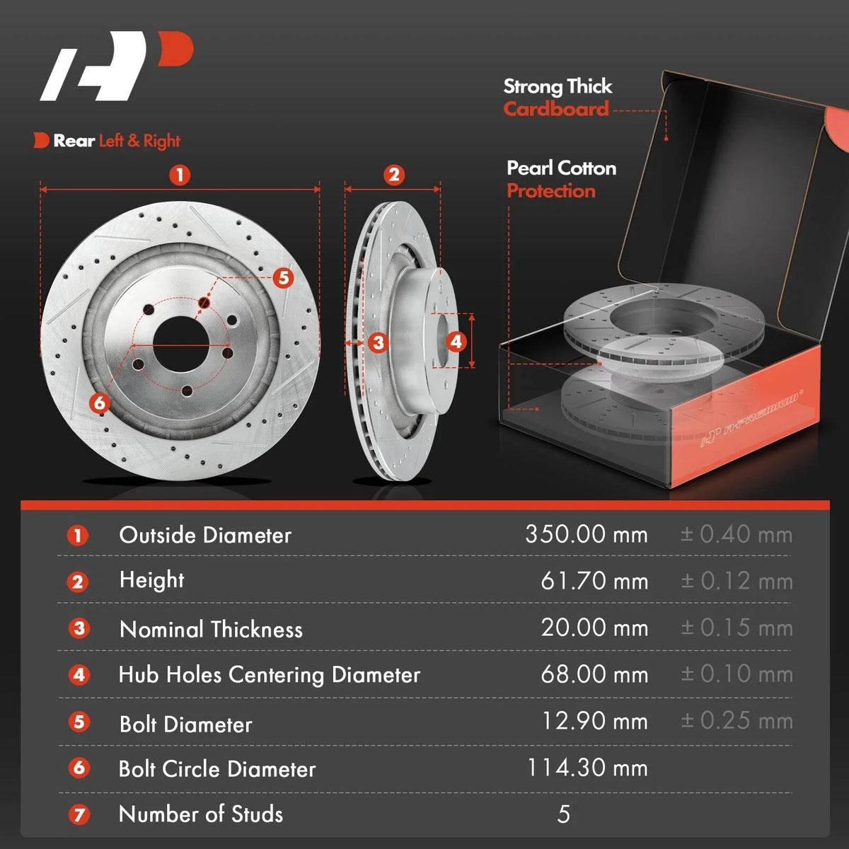 Drilled Brake Rotors with Ceramic Pads for Infiniti G37 (2008-2013)