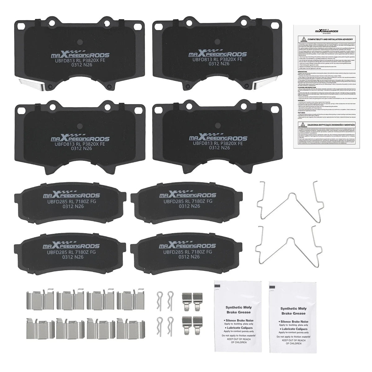 Ceramic Brake Pads Kit for Lexus GX470 2003-2009 & Sequoia 2001-2007