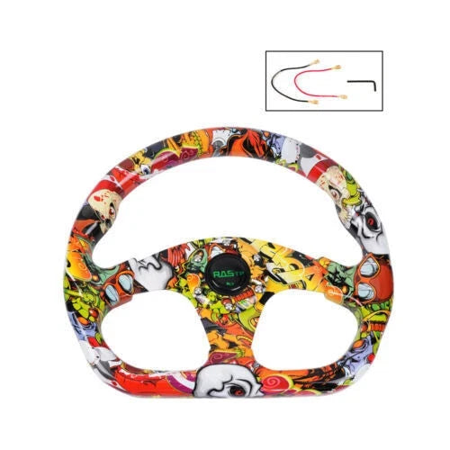 Drift Racing Steering Wheel D Shape with Horn Button for Universal Fit