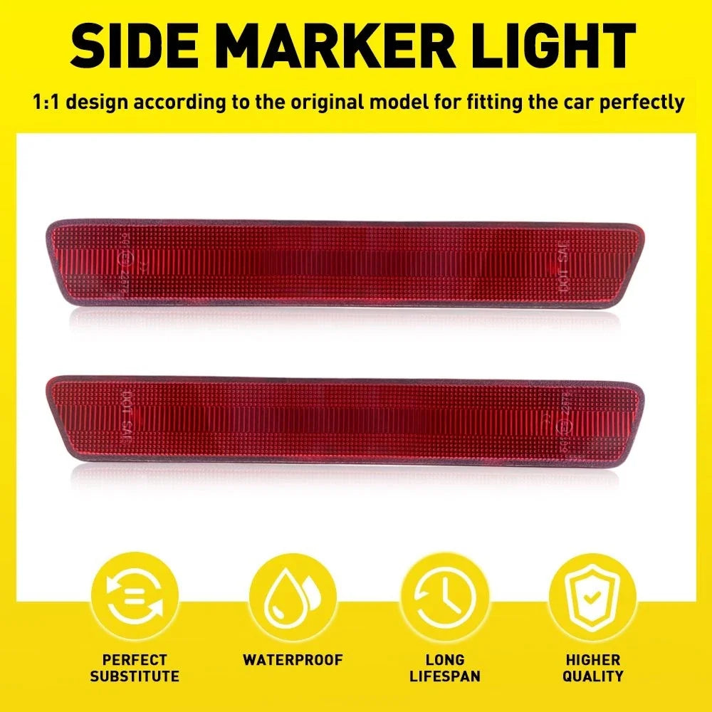 2Pcs Rear Side Marker Light Covers for Ford Mustang (1999–2004) Red EXV