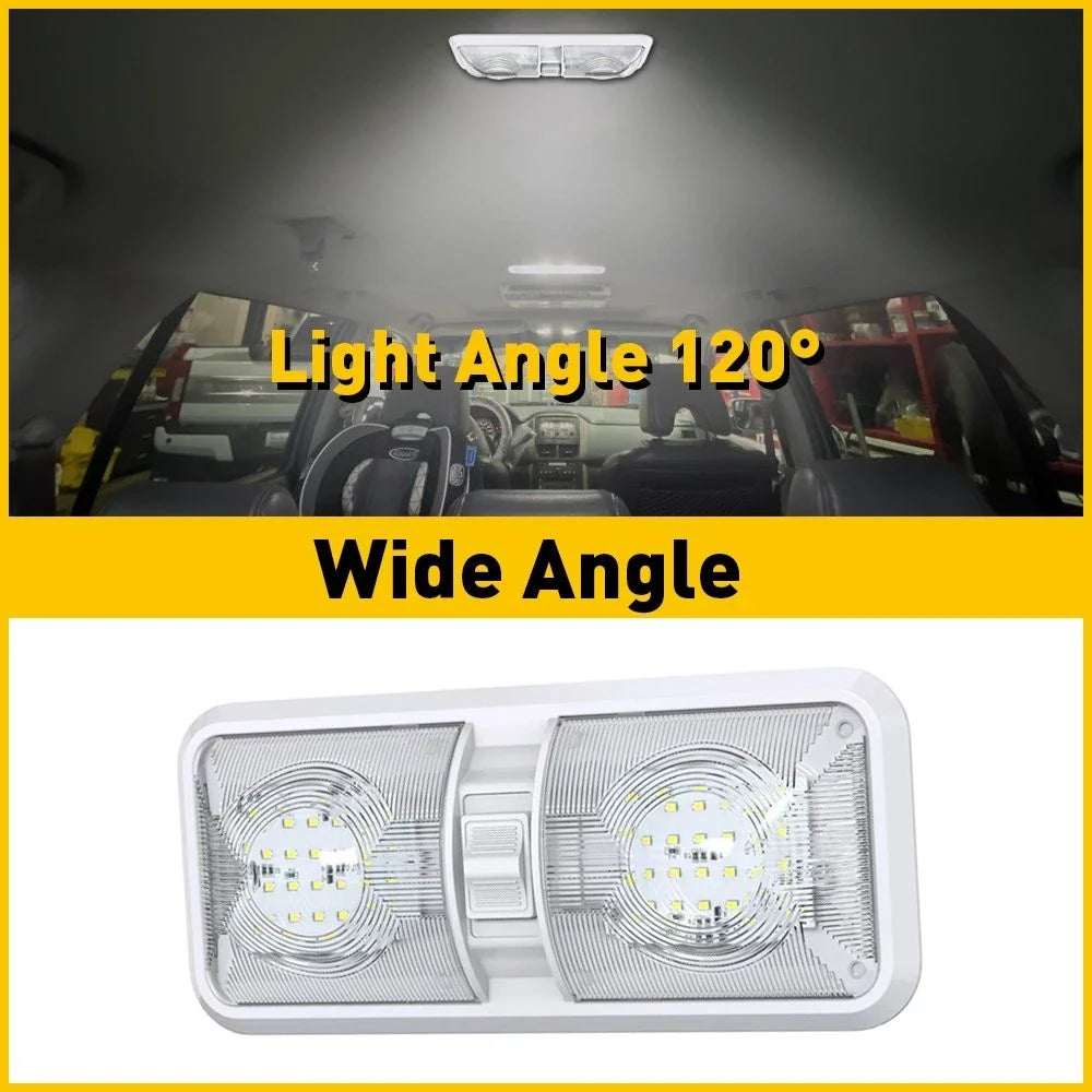 Double Dome LED Ceiling Fixture for 12V RV Camper Trailer