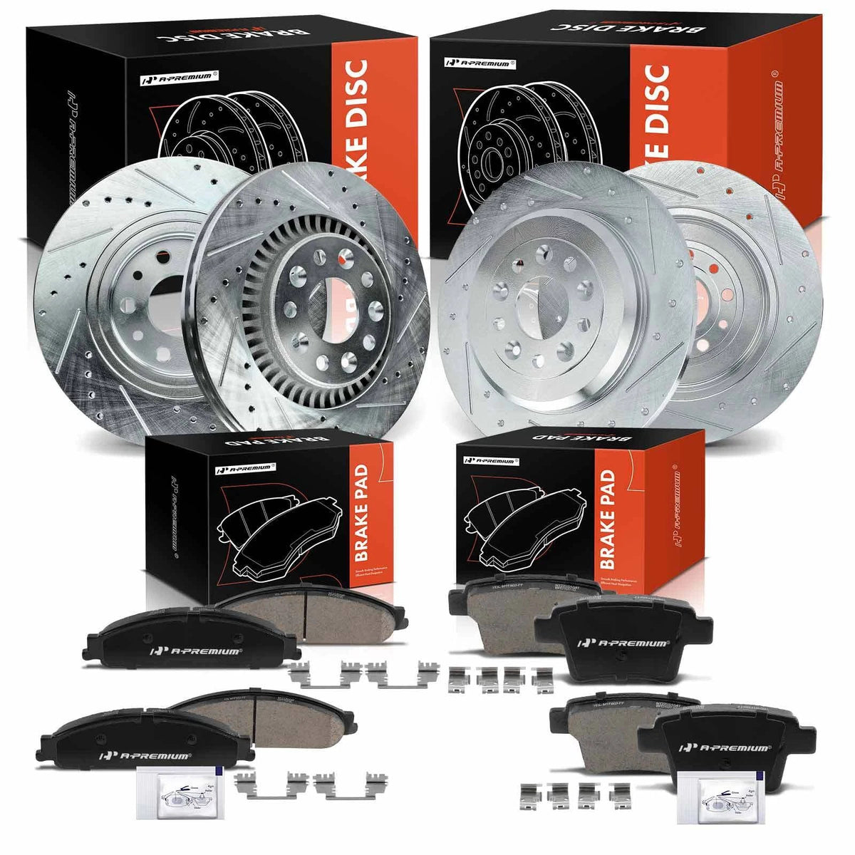 Set of 4 Drilled Brake Rotors & Ceramic Pads for Ford Taurus (2008–2009)