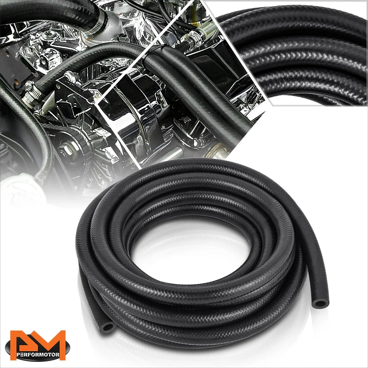 6AN Rubber Braided Fuel Line Hose 10 Feet 3/8" ID