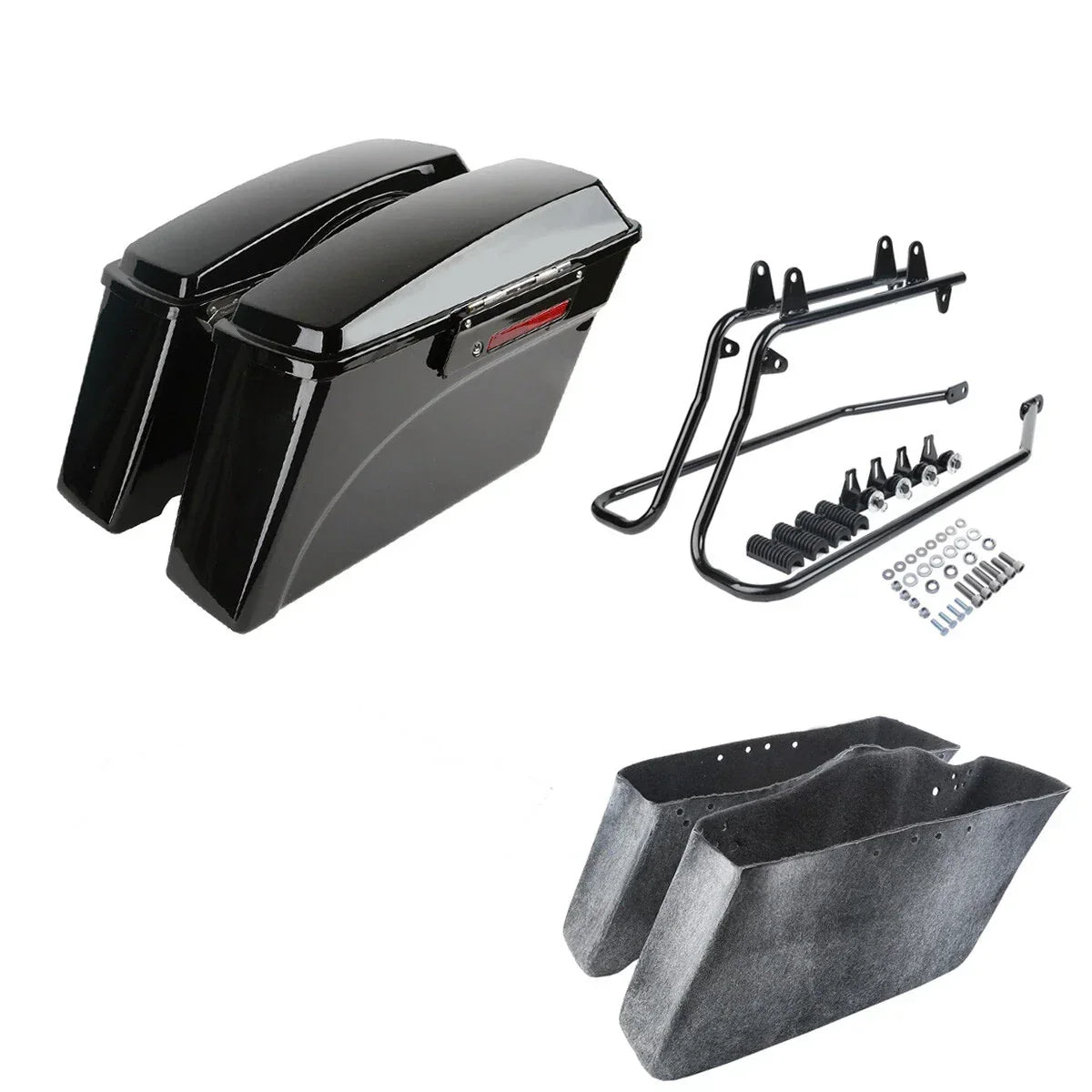 Black Saddlebags Conversion Brackets for Harley Softail 1986-2017