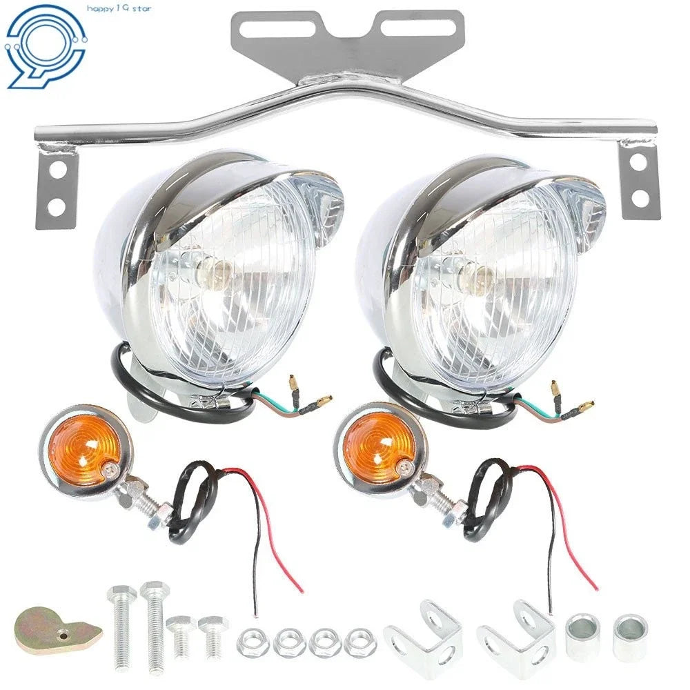 Fog Light Bar with Bracket for Motorcycle (Chrome)