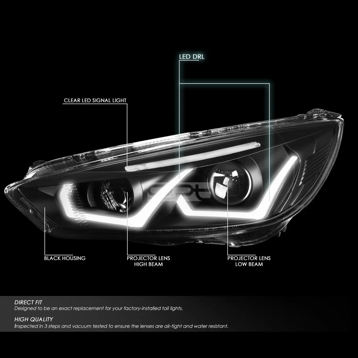 LED Dual Halo Projector Headlight for Ford Focus (2015–2018)