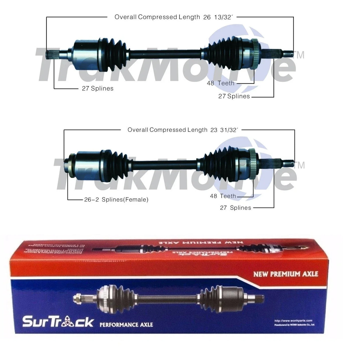 Set of 2 Front CV Axle Shafts for Kia Sportage (2005–2010)