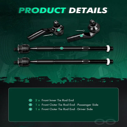 4-Piece Tie Rod Ends for Mazda 3 & 5 (2004–2014)