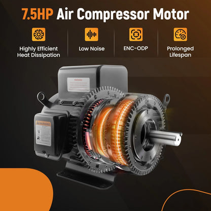 Electric Motor 7.5HP 230V 3450RPM for Air Compressor 184T Frame CW/CCW