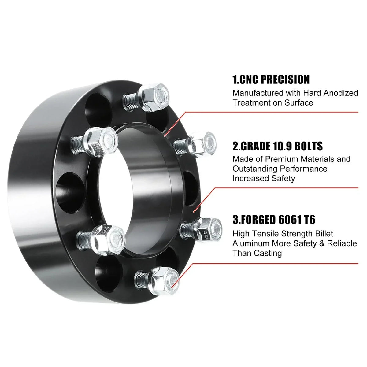 M12x1.5 Wheel Spacers Adapters 6x5.5" - 2" Thick, 4pcs