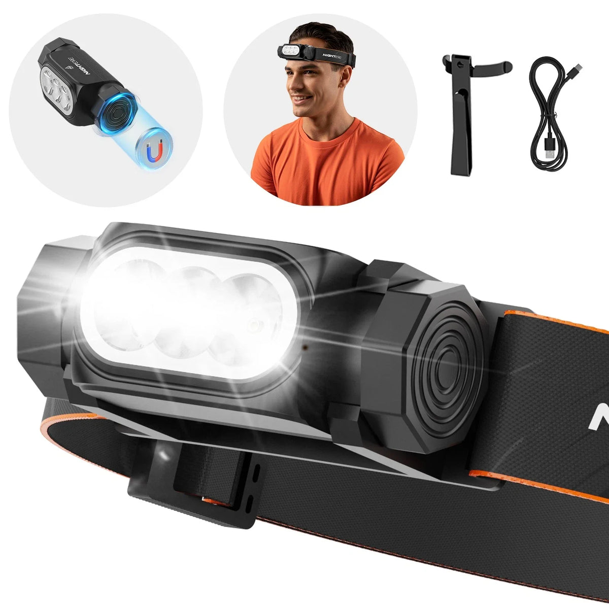 LED Headlight for Camping - Rechargeable, 2000Lm, Waterproof