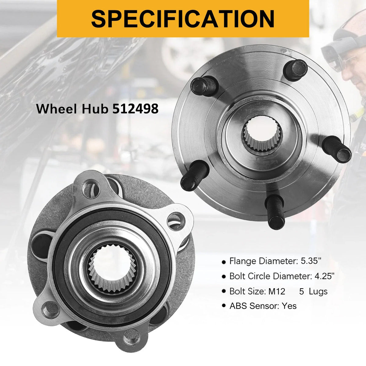 Front Hub Assembly with Bearings for Ford Fusion 2013-2016