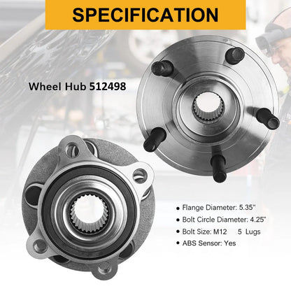 Front Hub Assembly with Bearings for Ford Fusion 2013-2016