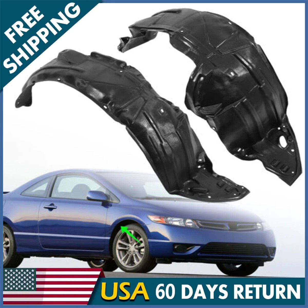 Fender Liner Set for Honda Civic (2006–2011) Front Left & Right