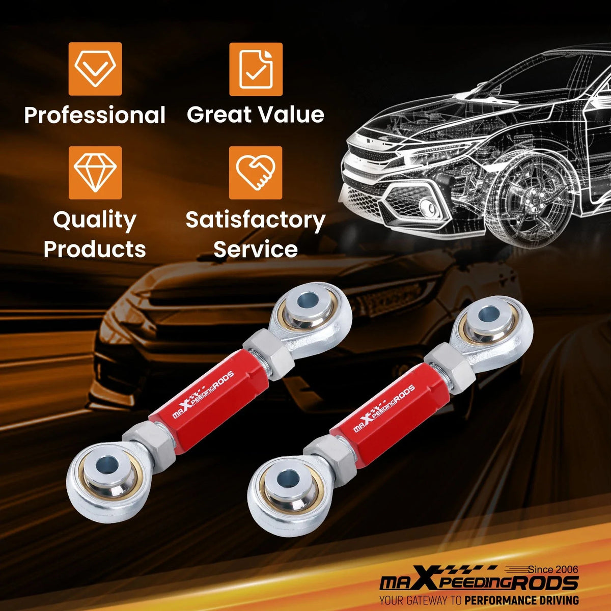 Toe Arms Kit Rear Adjustable for Honda Civic 88-00 & Integra 90-01