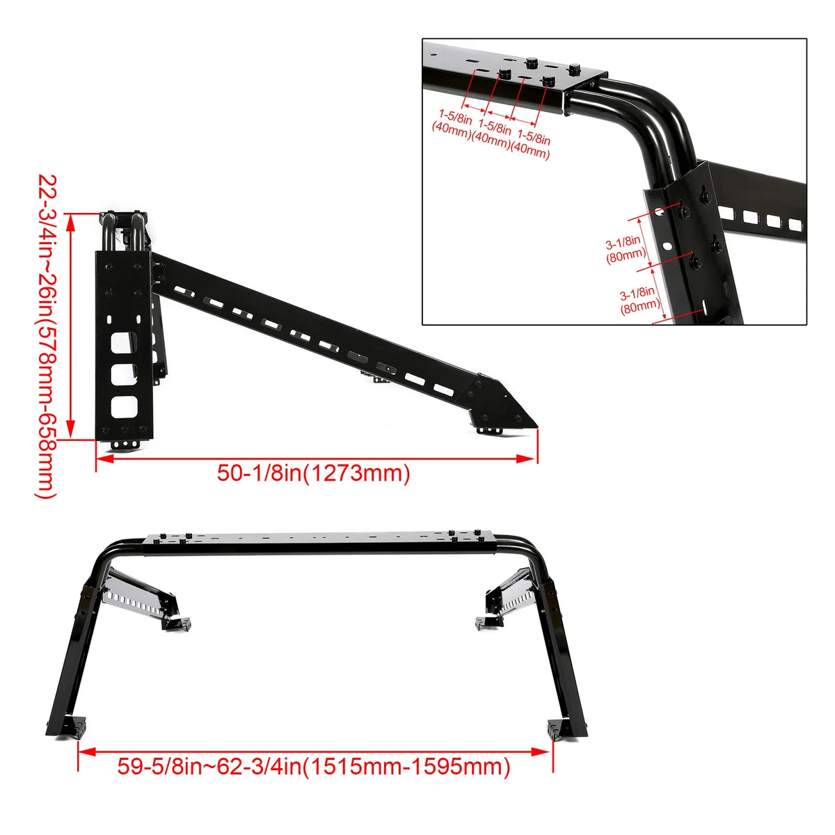Adjustable Roll Bar Chase Rack for F150, Silverado, Sierra, Ram (2010–2023)