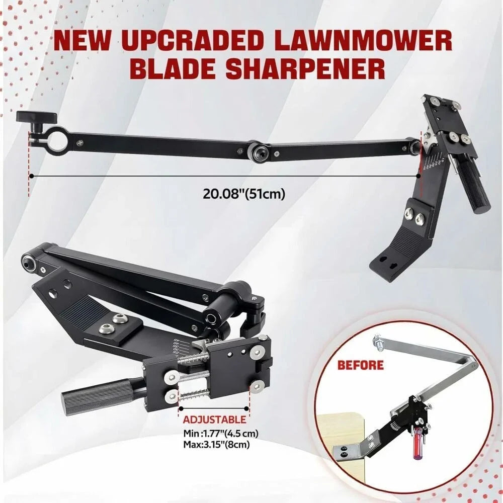 15°-45° Adjustable Blade Sharpener for Lawn Mowers - Left & Right Blades