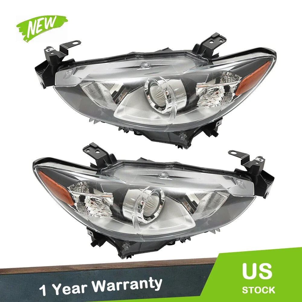 Set of 2 Halogen Chrome Headlights for Mazda 6 (2014–2017)