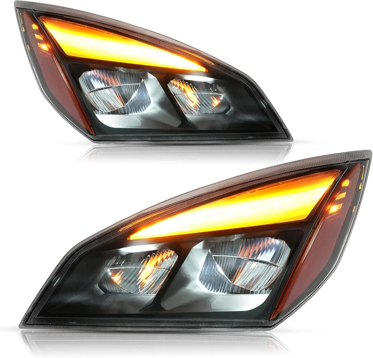 Full LED Black Headlights L+R for Cascadia 2018-2022 by Freightliner