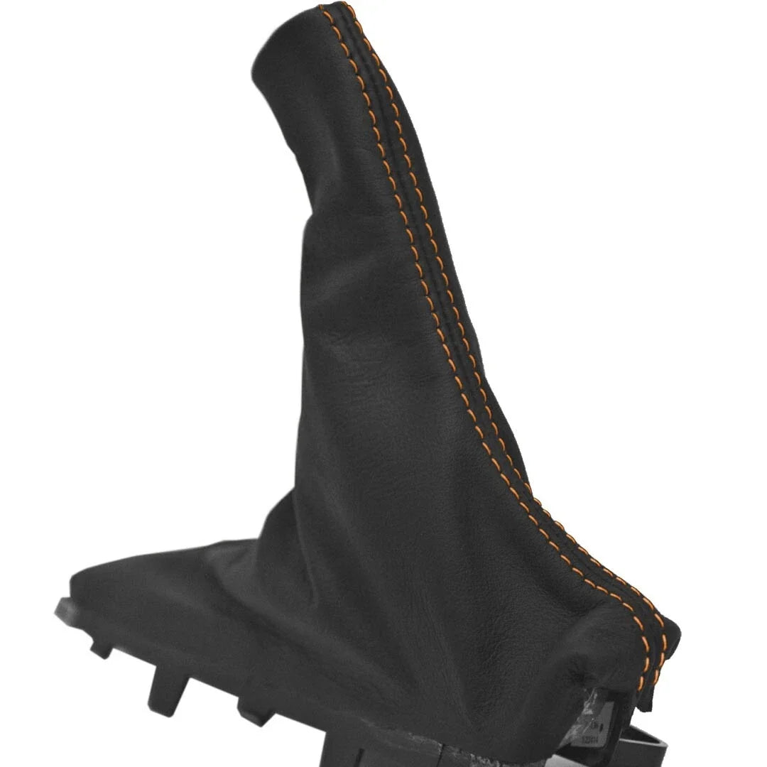 E Brake Boot for Ford Mustang (2015–2020) Black with Orange Stitch