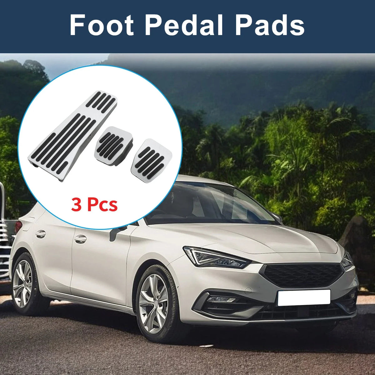 3 Pcs Foot Accelerator Pedal Covers for Mazda 3 (2020) Silver Tone