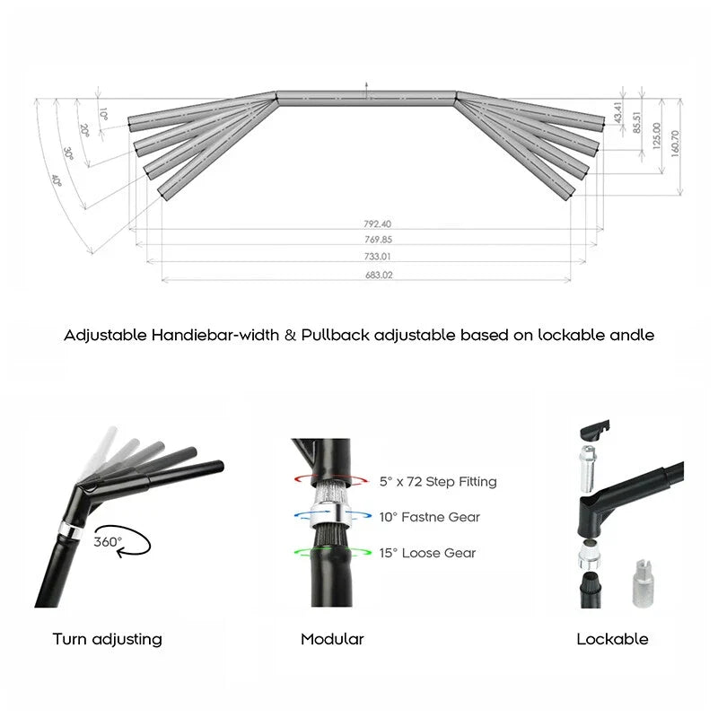 Adjustable 1-1/4" Handlebar for Harley Dyna (Fits 8"/10"/12"/14"/16"/18")