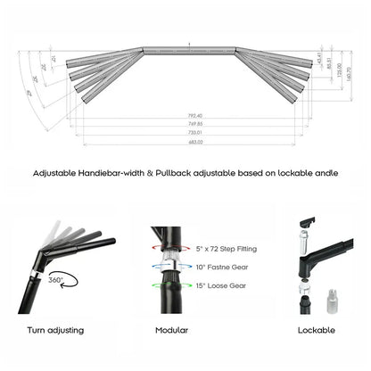 Adjustable 1-1/4" Handlebar for Harley Dyna (Fits 8"/10"/12"/14"/16"/18")