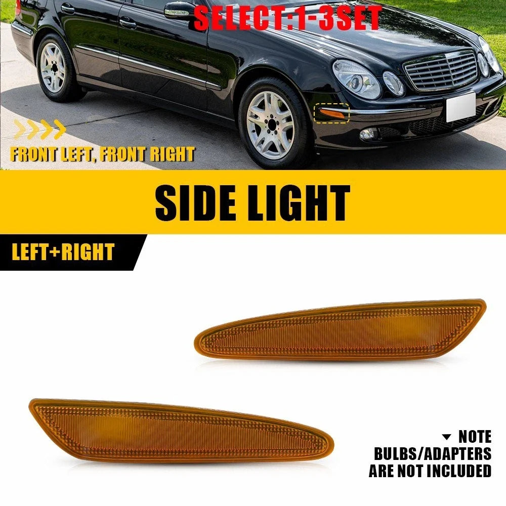 Front Side Marker Lights Set of 2 Amber Lens for Mercedes W211 (03-06)
