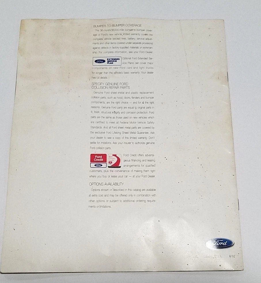 Sales Brochure for Thunderbird (1993) Grade B