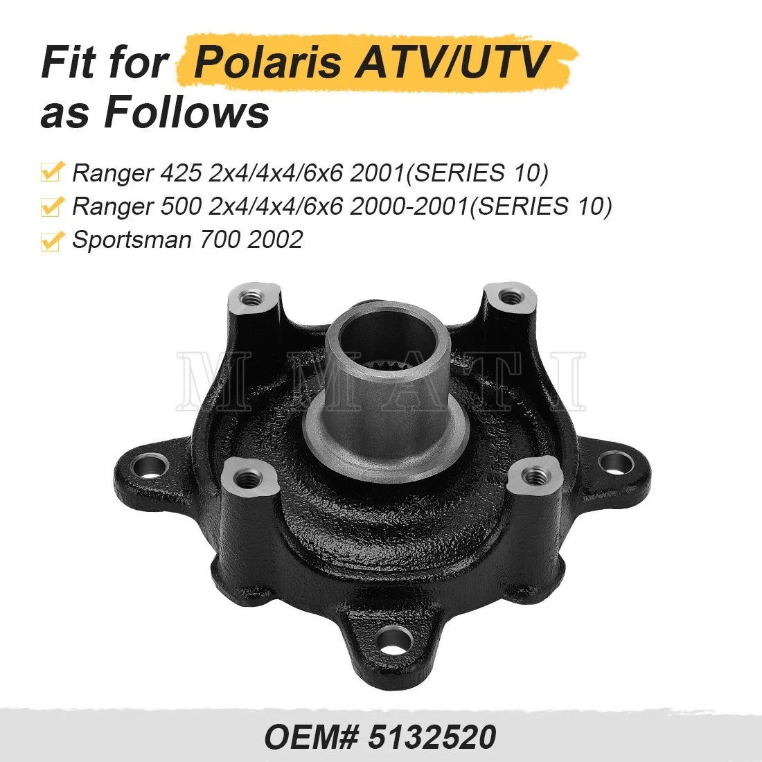 2X Rear Wheel Hub 5132520 for Polaris Ranger 500 Series (2000–2001)