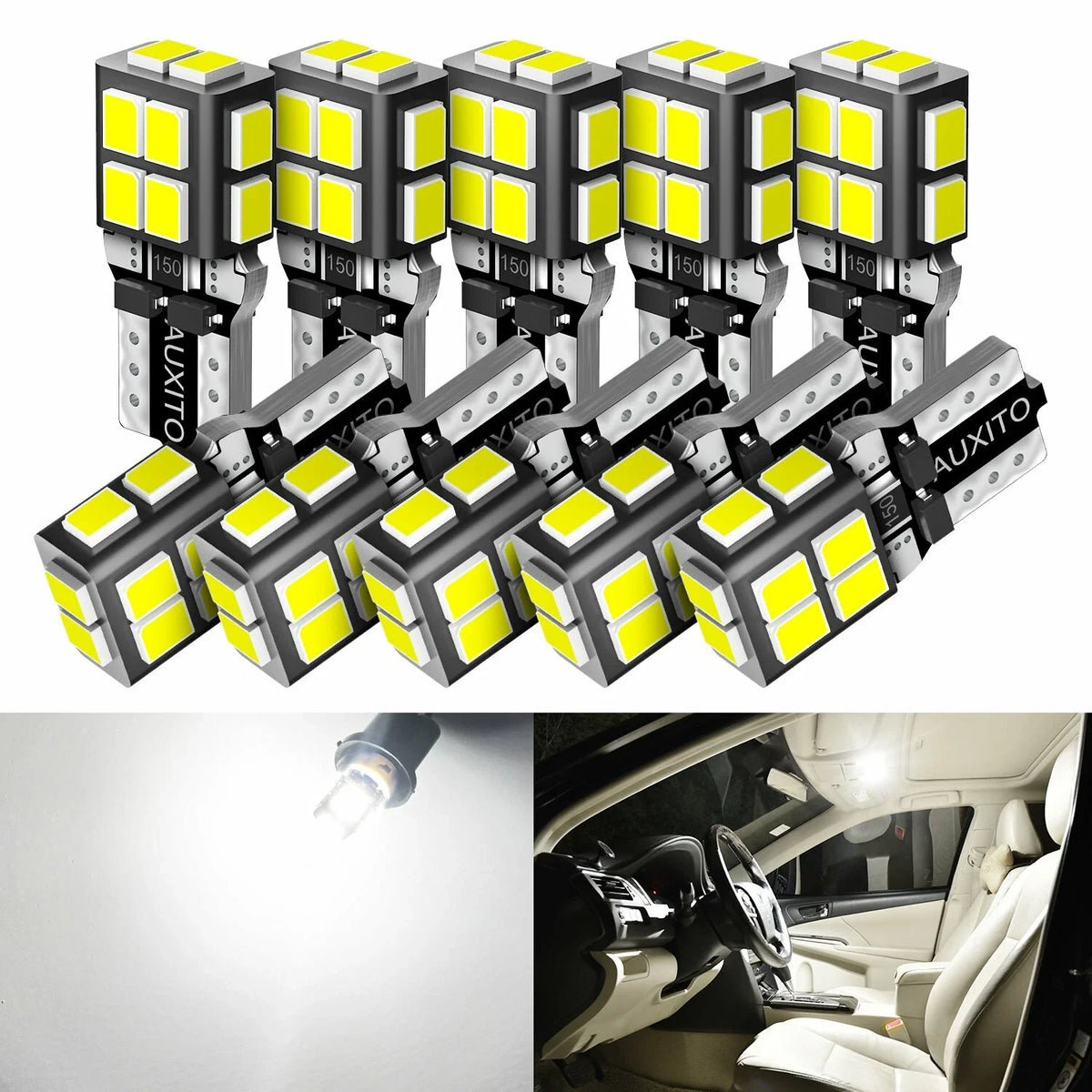 License Plate LED Bulbs T10 194 by AUXITO for Map & Side Marker (168 194 2825)