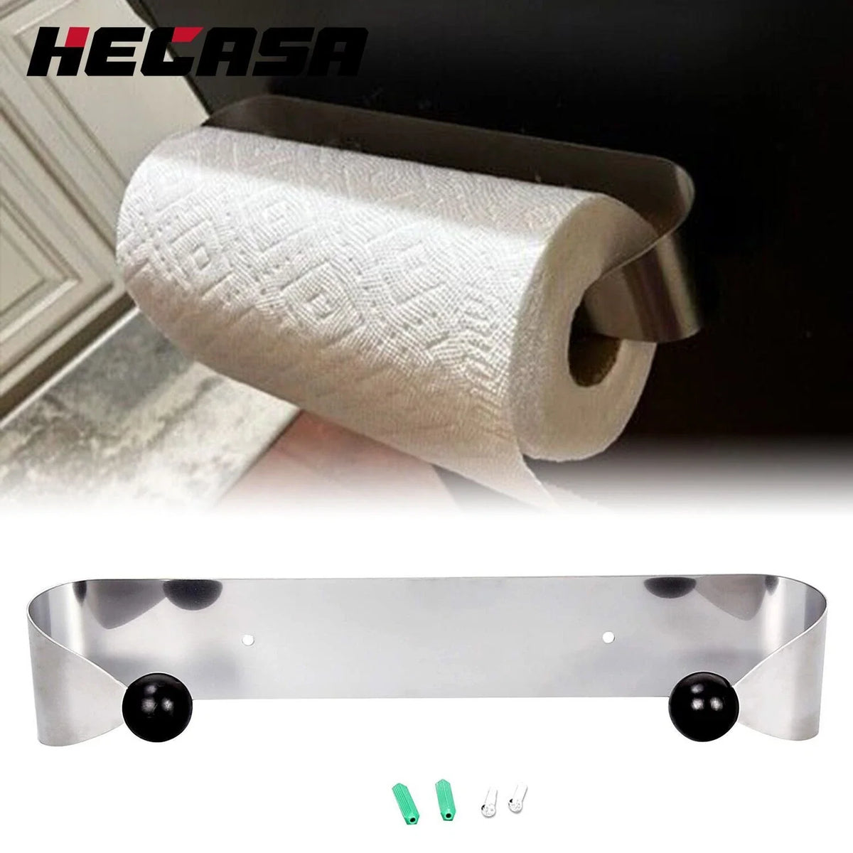 Kitchen & Bathroom Paper Towel Holder in Stainless Steel, Wall Mount