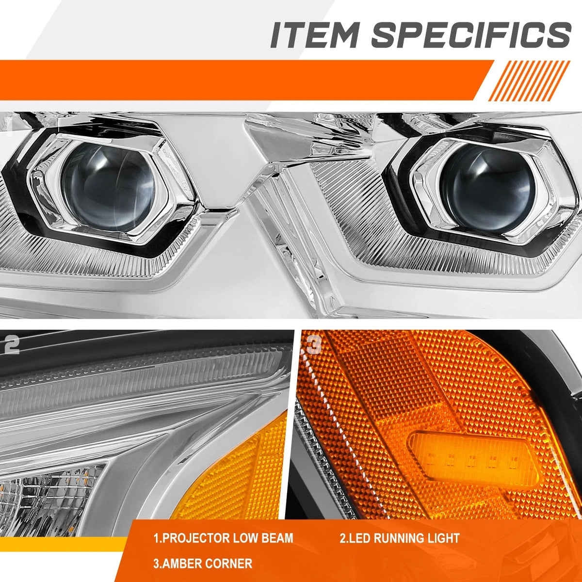 Chrome LED DRL Sequential Signal Projector Headlights for T660 2008-2017