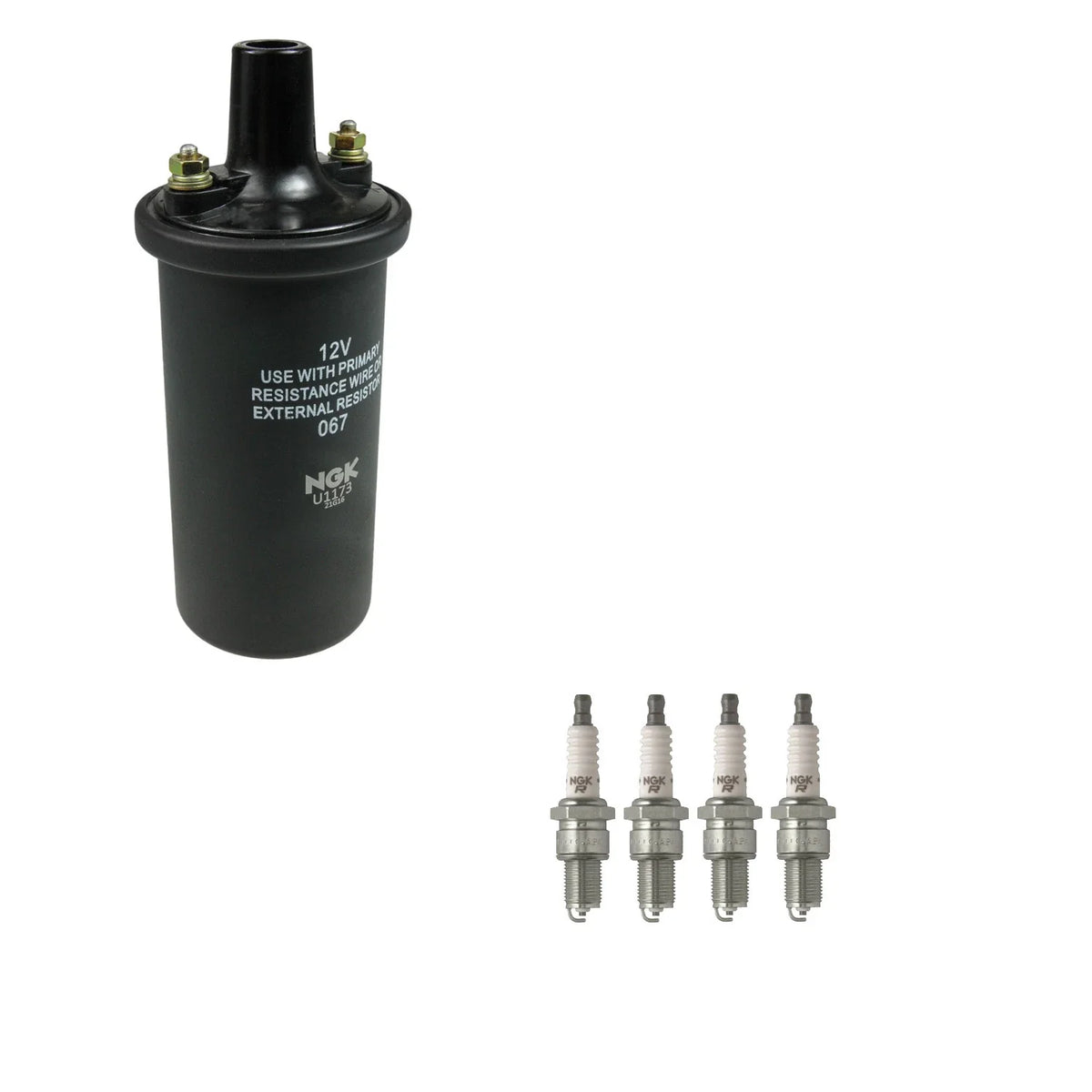 NGK Ignition Coil & 4 Nickel Spark Plugs Kit for Chevy II G10 Van LUV Nova (1962–1988)
