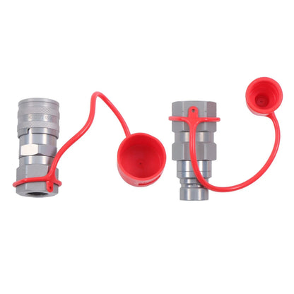 Set of 1/2" NPT Flat Face Hydraulic Couplers for Skid Steer