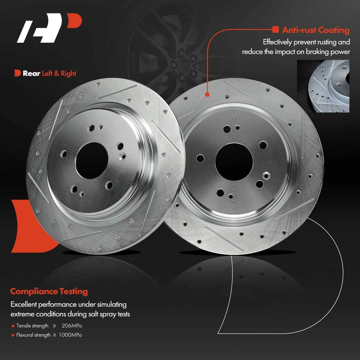 Performance Drilled Brake Rotors for Honda CR-V 2017-2023 & Acura TLX 2015-2020