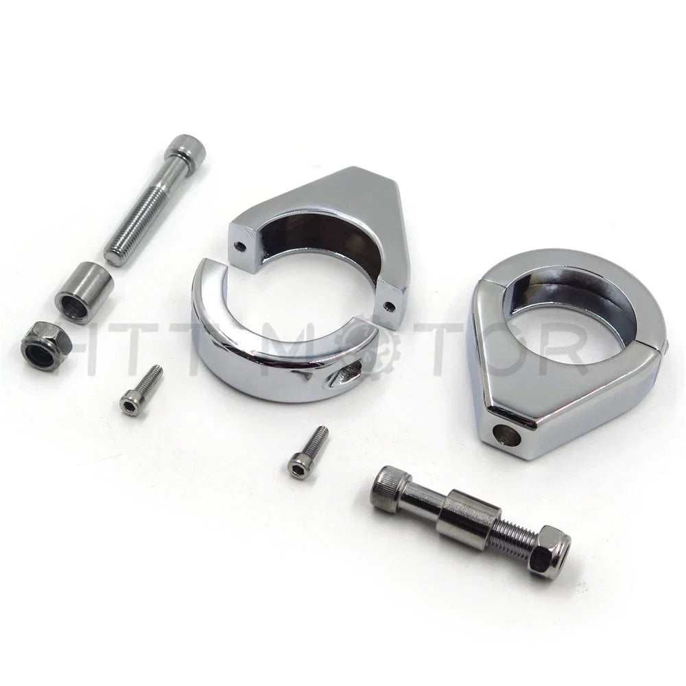 Turn Signal Relocation Fork Clamp Kit 41mm for Harley Softail Chrome