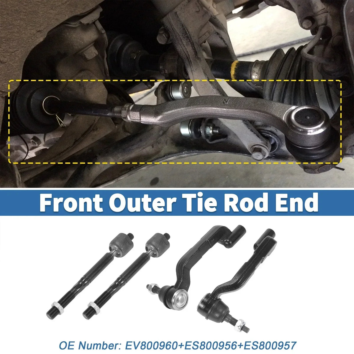Set of 4 Inner Outer Tie Rod Ends for Chrysler 300 / Dodge Charger