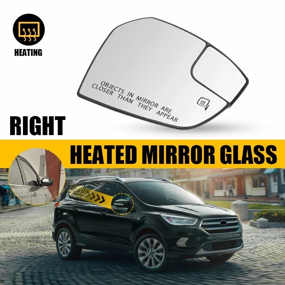 Power Heated Mirror Glass with Mounting Base RH for Ford Escape (2017–2019)
