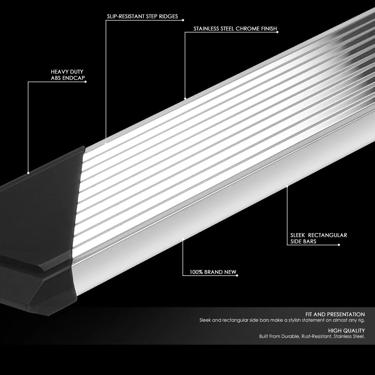 Stainless Pleated Step Bar Running Board for Silverado 1500 (2019–2022)