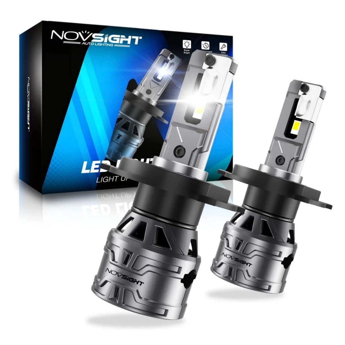 LED Headlight Bulbs H4 9003 for NOVSIGHT 30000LM 6500K