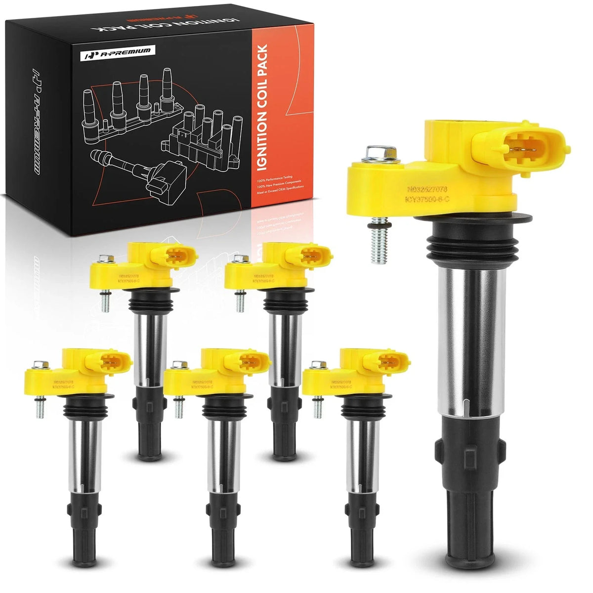 6X Yellow Ignition Coil for Chevy Traverse GMC Acadia Buick Cadillac (2009–2017)