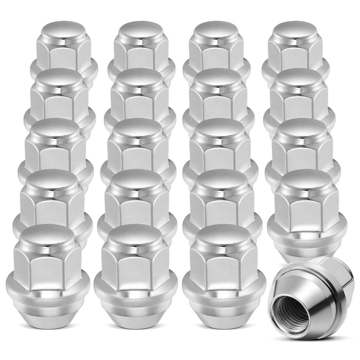 Set of 20 Chrome Wheel Lug Nuts 12x1.5 for Ford EcoSport Focus Fusion